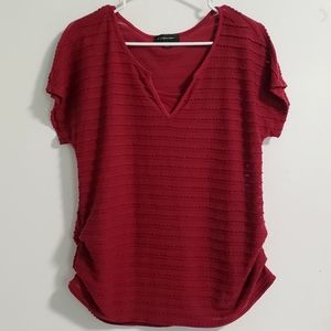 Women's Red V Neck Blouse